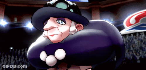 A Cartoon Character Is Wearing A Purple Hat And A Purple Sweater GIF