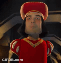 A Cartoon Character Is Wearing A Red Hat And A Red Dress . GIF