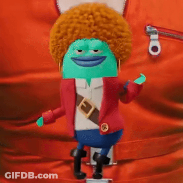 A Cartoon Character Is Wearing A Red Jacket And A Belt GIF