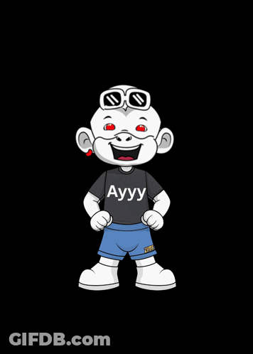 A Cartoon Character Is Wearing A Shirt That Says Auyu GIF