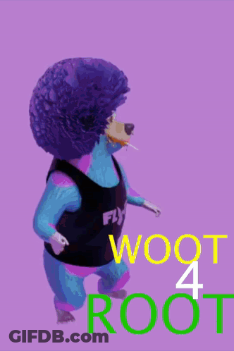 A Cartoon Character Is Wearing A Shirt That Says Woot On It GIF