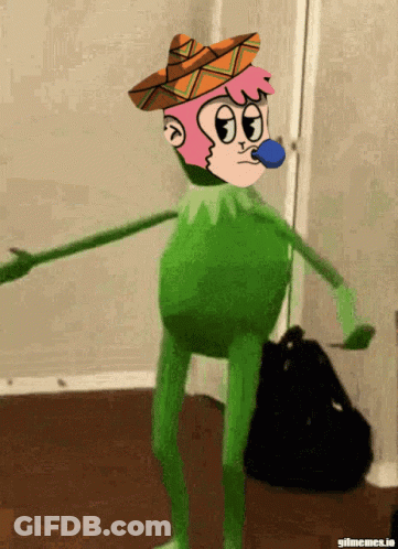 A Cartoon Character Is Wearing A Sombrero And Has A Blue Balloon In His Mouth GIF