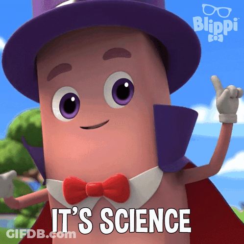 A Cartoon Character Is Wearing A Top Hat And A Cape And Says It 'S Science GIF