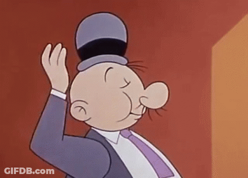 A Cartoon Character Is Wearing A Top Hat And Waving . GIF