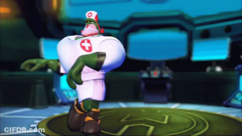 A Cartoon Character Is Wearing A White Uniform With A Cross On It GIF