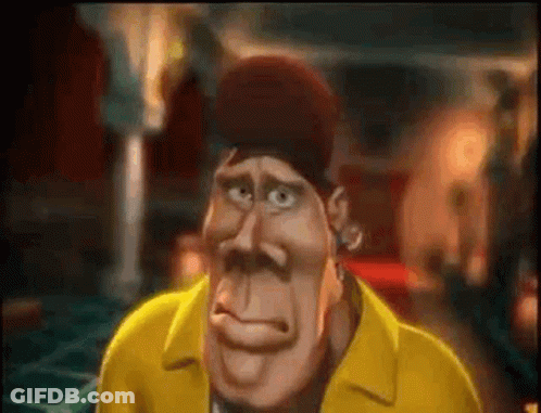 A Cartoon Character Is Wearing A Yellow Jacket And A Red Hat . GIF