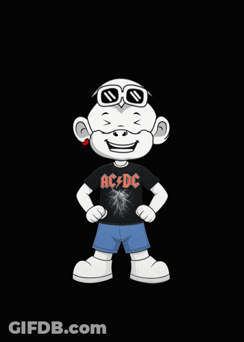 A Cartoon Character Is Wearing An Ac Dc T-Shirt GIF