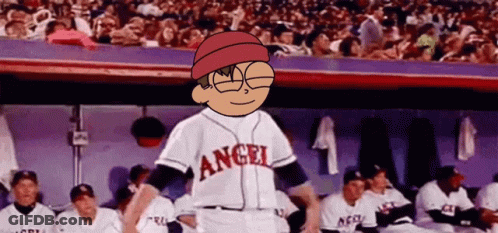 A Cartoon Character Is Wearing An Angel Jersey GIF
