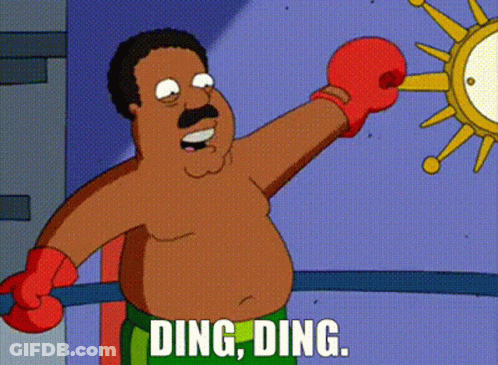 A Cartoon Character Is Wearing Boxing Gloves And Says " Ding Ding " GIF