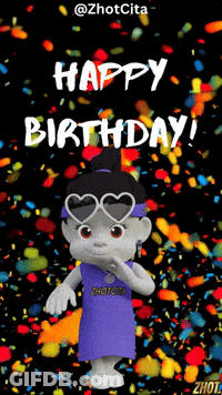 A Cartoon Character Is Wearing Heart Shaped Glasses And Says Happy Birthday GIF