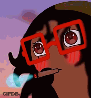 A Cartoon Character Is Wearing Red Glasses And Smoking A Cigarette GIF