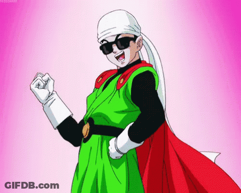 A Cartoon Character Is Wearing Sunglasses And A Red Cape While Standing On A Pink Background . GIF
