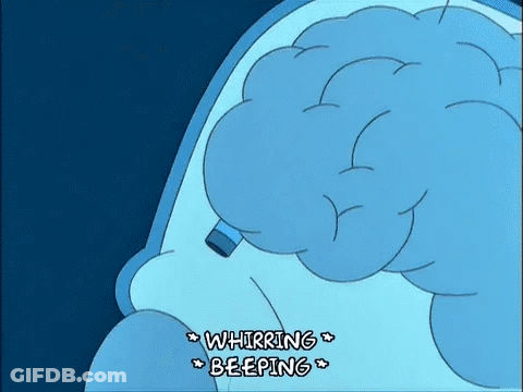 A Cartoon Character Is Whirling And Beeping While Holding A Bottle . GIF