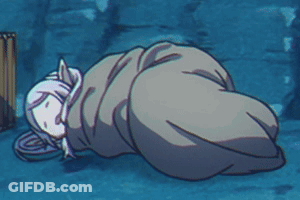 A Cartoon Character Is Wrapped In A Blanket GIF