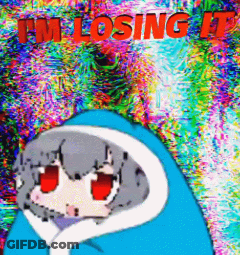 A Cartoon Character Is Wrapped In A Blue Blanket With The Words I 'M Losing It Written In Red . GIF