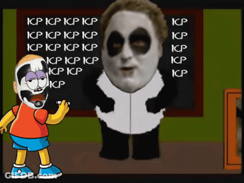 A Cartoon Character Is Writing On A Blackboard With Icp GIF