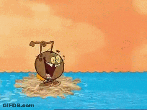A Cartoon Character Jumping Into A Body Of Water GIF
