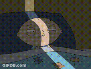 A Cartoon Character Laying In Bed With A Light Coming Out Of His Eyes GIF