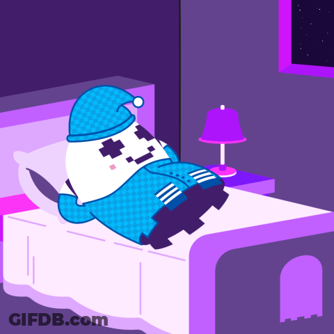 A Cartoon Character Laying On A Bed With A Knife GIF