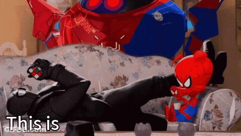 A Cartoon Character Laying On A Couch With The Words " This Is " Written On The Bottom GIF