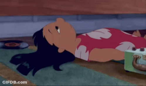 A Cartoon Character Laying On The Floor With The Words " Leave Me Alone To Die " GIF