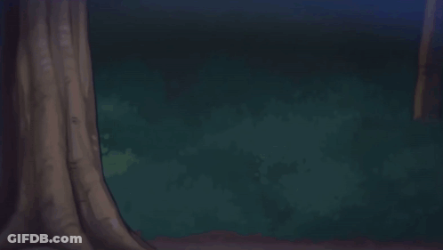 A Cartoon Character Leans Against A Tree With A Star In His Eye GIF