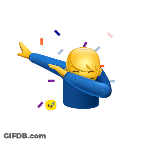 A Cartoon Character Making A Dab With A Digi Logo In The Corner GIF
