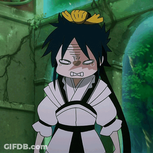 A Cartoon Character Making A Funny Face With A Yellow Bow In His Hair GIF