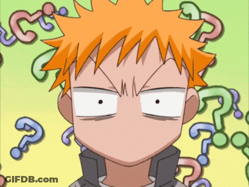 A Cartoon Character Making A Funny Face With Question Marks Around Him GIF
