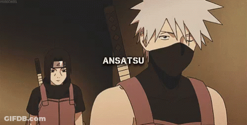 A Cartoon Character Named Ansatsu Is Standing Next To Another Cartoon Character GIF