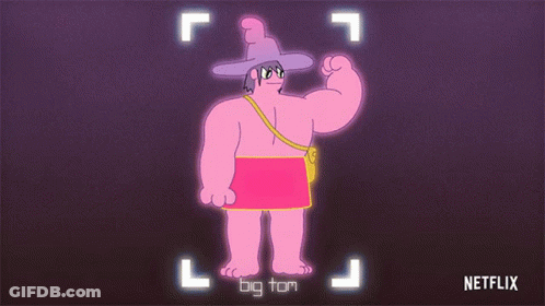 A Cartoon Character Named Big Tom Is Being Photographed By A Netflix Camera GIF