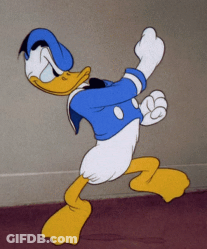 A Cartoon Character Named Donald Duck Is Dancing GIF