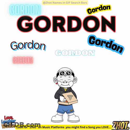 A Cartoon Character Named Gordon Is Surrounded By Other Names GIF