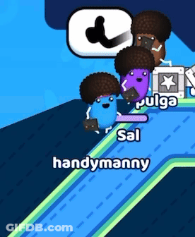 A Cartoon Character Named Handymanny Is On A Road GIF