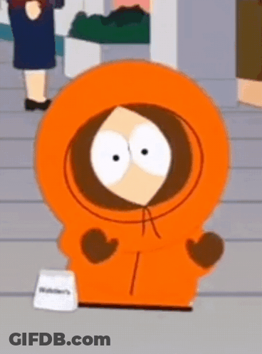 A Cartoon Character Named Kenny From South Park Is Holding A Piece Of Paper GIF