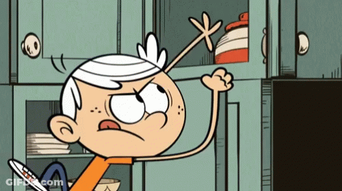 A Cartoon Character Named Lincoln From The Loud House Is Standing In A Kitchen GIF