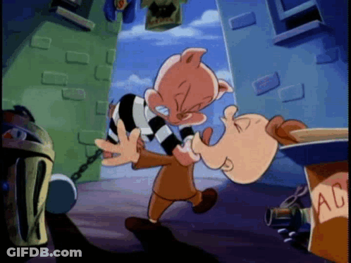A Cartoon Character Named Looney Tunes Is Holding A Man 'S Head GIF