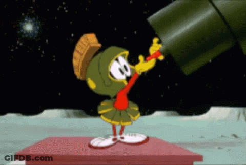 A Cartoon Character Named Marvin The Martian Is Looking Through A Telescope GIF