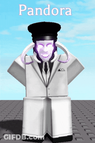 A Cartoon Character Named Pandora Is Wearing A White Suit GIF