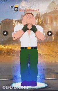 A Cartoon Character Named Peter Griffin Is Standing In Front Of A Building GIF