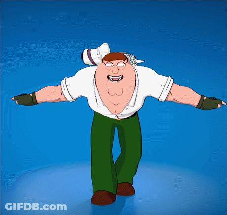 A Cartoon Character Named Peter Griffin Is Standing With His Arms Outstretched GIF