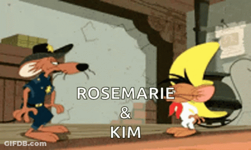 A Cartoon Character Named Rosemarie And Kim Is Standing Next To Another Character GIF