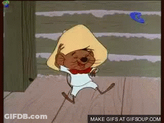 A Cartoon Character Named Speedy Gonzales Is Dancing On A Wooden Floor . GIF