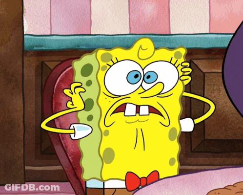 A Cartoon Character Named Spongebob Has A Red Bow Tie GIF