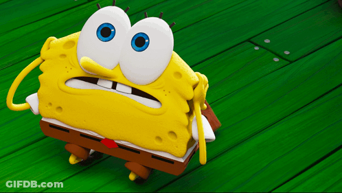 A Cartoon Character Named Spongebob Has Blue Eyes GIF