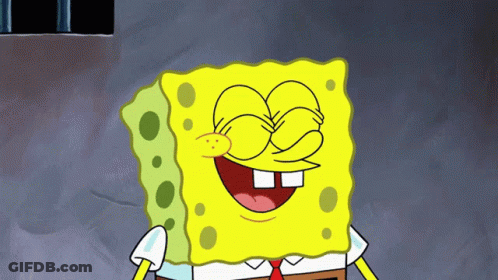 A Cartoon Character Named Spongebob Has His Eyes Closed GIF