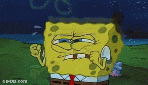 SpongeBob Standing In Field With Fist GIF
