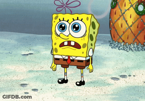 A Cartoon Character Named Spongebob Is Standing In The Sand With A Pineapple In The Background GIF