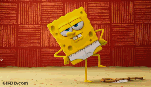 A Cartoon Character Named Spongebob Is Wearing A Pair Of Calvin Klein Underwear GIF