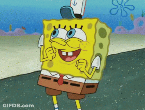 A Cartoon Character Named Spongebob Squarepants Is Standing On A Beach GIF